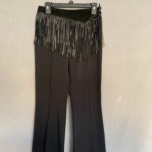 Vakko New York Fringe Pants Womens Size 6 Black Flare Western Boho NWT